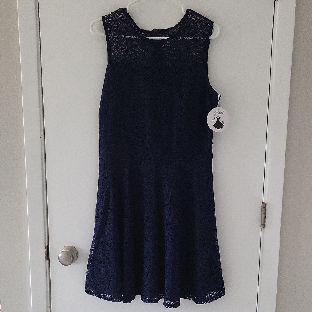 Elegant Navy Lace Dress